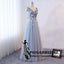 Long Blue Tulle Custom Bridesmaid Dresses, V-Neck Sleeveless Prom Dresses ,WG323