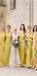 Custom Yellow Sheath Side Slit Elegant Unique Design Long Fall Bridesmaid Dresses WG570
