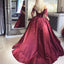 Dark Red Lace Long Sleeve Prom Dress,Off-the-Shoulder Formal Prom Dress, PD0862