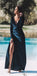 Deep V Neck Long Sleeves Side Slit Modest Velvet Long Formal Elegant Prom Dresses,PD1261
