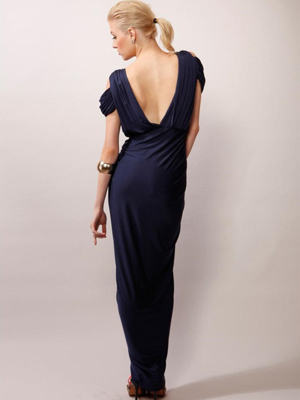 Elegant Dark Navy Blue Side-slit Mermaid Long Bridesmaid Dresses, WG823