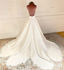 Elegant Vintage Lace Applique Illusion V-neck A-line Long Wedding Dress, WD3000