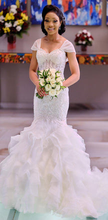 Charming Cap Sleeves Sweetheart Mermaid Vintage Long Wedding Dresses, WD0616