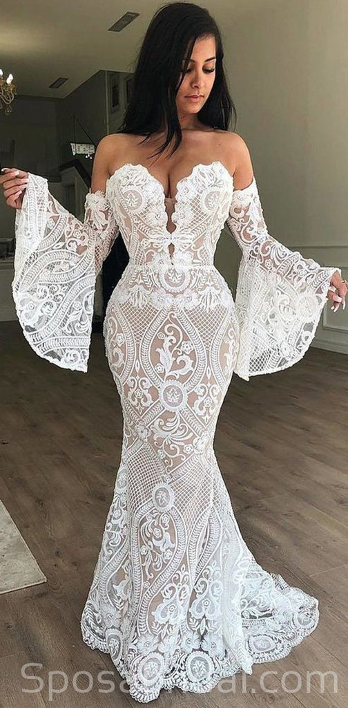 Full Lace Unique Design Classtic Elegant Beautiful Mermaid Simple  Romantic Wedding Dresses, WD0353