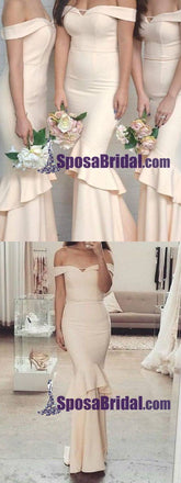 Charming Off Shoulder Elegant Mermaid Long Bridesmaid Dresses, High Quality Custom Bridesmaid dress, WG242 - SposaBridal