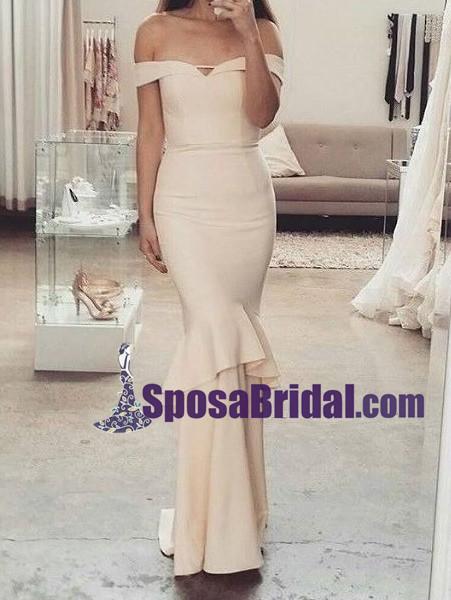 Charming Off Shoulder Elegant Mermaid Long Bridesmaid Dresses, High Quality Custom Bridesmaid dress, WG242 - SposaBridal