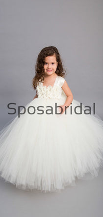Ivory Tulle Cute Unique Lovely Custom Flower Girl Dresses, FG135