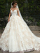 Luxury Vintage Lace Sweetheart Off-shoulder A-line Tulle Wedding Dress, WD3031