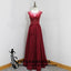 Log Red Lace Scoop Elegant Popular A-Line Floor-Length Bridesmaid Dresses, Prom dresses,WG338