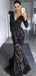 Long Sleeves Black Mermaid Modest Elegant High Quality Long Prom Dresses PD1439