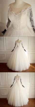 Long Sleeves Scoop Hot Selling Wedding Dresses Online, Fashion Modest Bridal Gown, WD0278