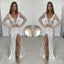 Long Sleeves Sequin Mermaid Side Slip Modest Fashion Long Prom Dresses,PD1392