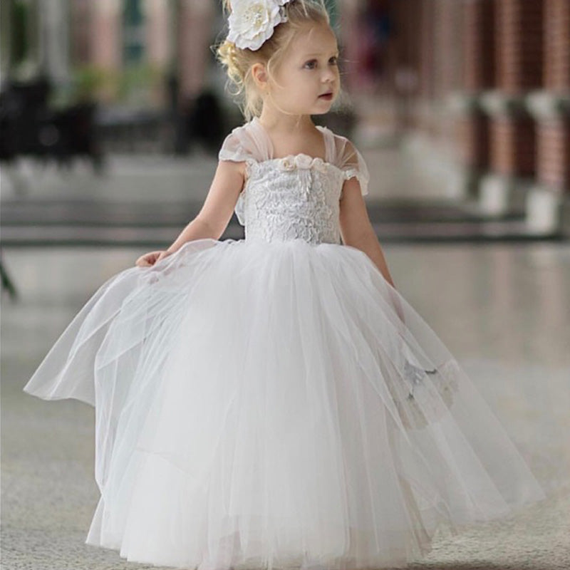 Lovely Cute Lace Pretty Flower Girl Dresses with bow, Fashion Little Girl Dresses, FG104