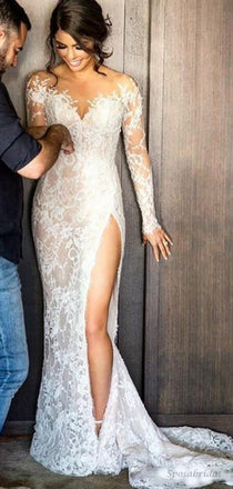Luxury Lace Side-slit Mermaid with Detachable A-line Satin Wedding Dress, PD0223