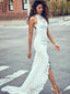 Sexy Sleeveless Full Lace Side-slit Mermaid Beach Long Wedding Dresses, WD0578