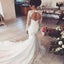 Elegant Popular Newest Mermaid Open Back Long Sleeves Tulle Wedding Dress with Lace and Pearls, WD0203
