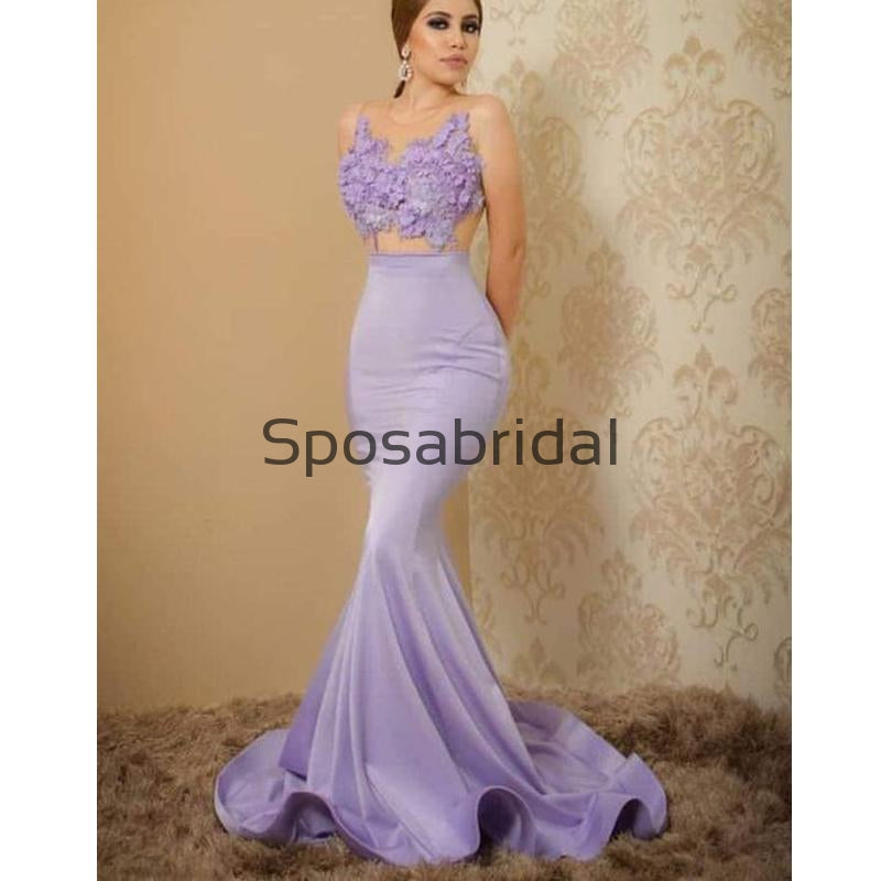 Mermaid Lilac Sleeveless Mermaid Elegant Formal Modest Prom Dresses, Prom Dress PD1892