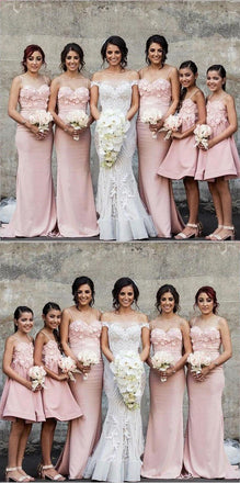 Mermaid Spaghetti Straps Blush Pink Bridesmaid Dresses, A-line Junior Little Girl Bridesmaid Dresses,WG286