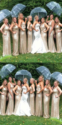 Charming Sequin Mermaid V-Neck Sparkly Gorgeous Short Long Romantic Bridesmaid Dresses, WG130 - SposaBridal