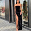 Mermaid Black Velvet Side Slit Formal Long Modest Unique Prom Dresses, PD1630