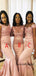 Mismatched Pink Lace Long Mermaid Bridesmiad Dresses WG912