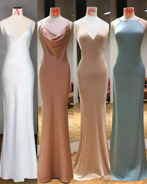 Mismatched  Sexy Spaghetti Straps Simple Cheap Long Modest Prom Dresses, PD0830