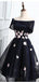 Modest Navy Blue Off-shoulder High-low A-line Cheap Homecoming Dresses, CM509