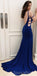 Modest Sexy Mermaid Blue  Elegant Unique Popular Long Prom Dresses, PD1276