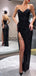 New Arrival Black Sequin Mermaid Sexy Strapless Sleeveless Split Prom Dresses PD2059