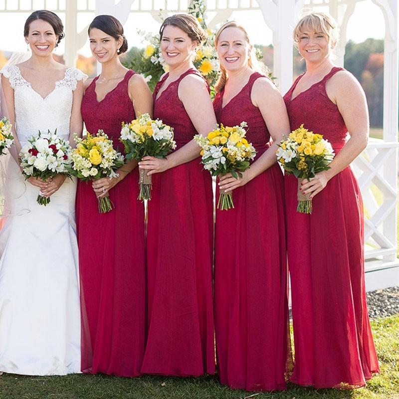 New Sexy Red Wedding Party Dress,Lace Bridesmaid Dress, Red Chiffon Bridesmaid Dresses, High Quality Party Dresses , WG252