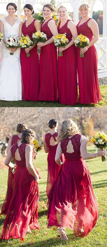 New Sexy Red Wedding Party Dress,Lace Bridesmaid Dress, Red Chiffon Bridesmaid Dresses, High Quality Party Dresses , WG252