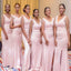 Newest V-Neck Pink Satin Mermaid Bridesmaid Dresses WG904