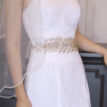 High-quality Handmade Diamond-encrusted Bridal Belt Jewelry Wedding Dress Waist Ornament, Headwear, ORN06
