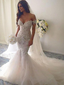 Charming Boho Off-shoulder Lace Mermaid Sweetheart Long Wedding Dress, WD0618