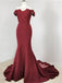 Off Shoulder Navy and Burgundy Popular Prom Dress, Bridesmaid Dresses, PD0650