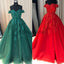 Off Shoulder Emerald Green Lace A line Long Custom Evening Prom Dresses PD2101
