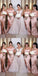 Off Shoulder  Sweetheart Mermaid Split Cheap Simple Popular Pink Long Bridesmaid Dresses , WG0297