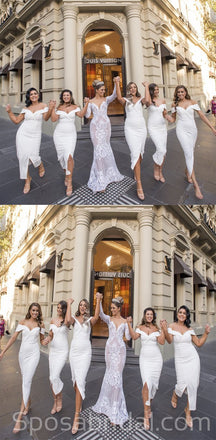 Off the Shoulder Mermaid Satin Simple Charming Custom Bridesmaid Dresses, WG551