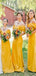 Off the Shoulder Yellow Mermaid Modest Bridesmaid Dresses, WG525