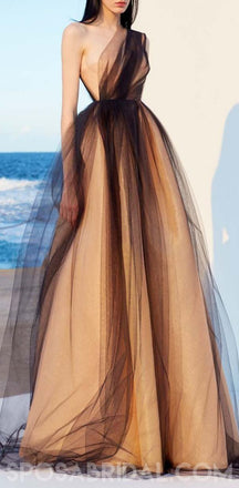 One Shoulder Prom Gowns, Long Prom Dresses, Tulle Formal Evening Dress,A Line Party Dress ,PD1093