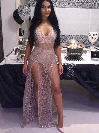 See-through Sexy Mermaid Sparkly Unique Prom Dresses, Party Dress, Evening Dresses, PD0495