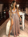 A-Line Charming Sexy Sequin Sparkly Rose Gold and Black Split Prom Dresses, Evening dresses, PD0594