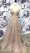 Spaghetti Straps Lace A line V Neck Long Elegant Formal Pretty Prom Dresses, PD1317