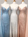 Blue Silver Spaghetti Straps Sequin Mermaid Modest  Prom Dresses PD2201