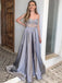 Sexy Sweetheart Grey See-through Top A-line Long Prom Dress, PD3257
