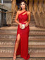 Red Sexy One-shoulder Stylish Open Back Side-slit Mermaid Long Prom Dress, PD3439
