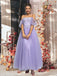 Lilac, Grey, Pink Off-shoulder Cute Lace Sparkly A-line Long Prom Dress, PD3572
