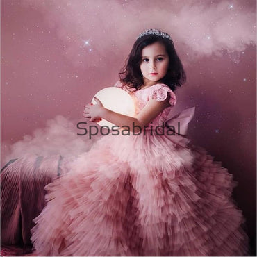 Pink Tulle Cute Junior Lovely Custom Flower Girl Dresses, FG138