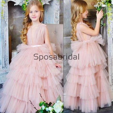 Pink Tulle Unique Lovely Custom Flower Girl Dresses, FG137