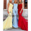 Popular Lace Mermaid Straps Blue Yellow Tight Long Prom Dresses  PD2112